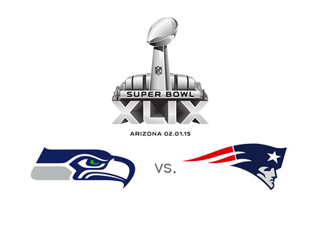 Superbowl 2015 - Seattle Seahawks vs. New England Patriots - Team Logos - Matchup - XLIX