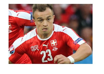 Switzerland soccer player - Xherdan Shaqiri - In action for his country.