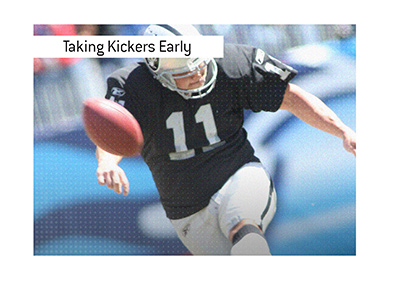 The kickers who were taking in the first round of the NFL draft.  In photo: Sebastian Janikowski kicking for Raiders.