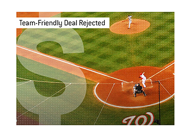A rising star rejects a team-friendly and lucrative but still a low-ball offer from his team.  Washington Nationals.