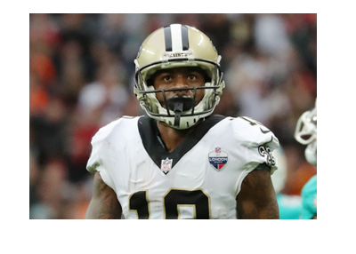 New Orleans Saints wide receiver Ted Ginn.  Photographed on the field in action.  The season is 2017-18.