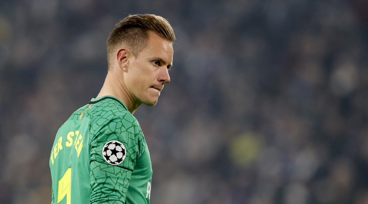 Marc-Andre ter Stegen in action for Barcelona FC. The season is 2017/18.