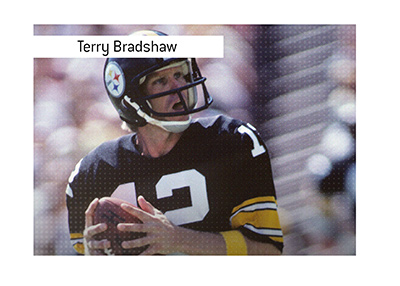 Terry Bradshaw playing for Pittsburgh Steelers.