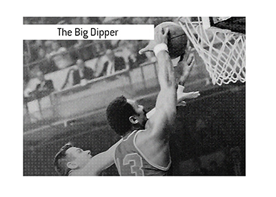 Wilt Chamberlain in action for 76ers.  Nicknamed The Big Dipper.