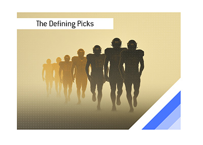 Silhouetted American football players advancing from past to present.