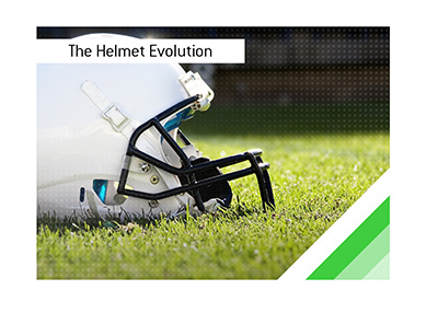 The evolution of American football helmets.  From soft leather caps to advanced plastics.