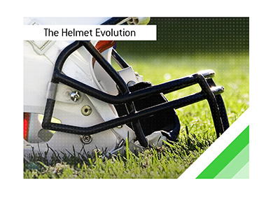 The evolution of American football helmets.  From soft leather caps to advanced plastics.