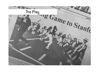 The Daily Californian headline from 1982 - The Play - Stanford vs. Claifornia - The Big Game.