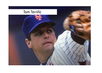 Tom Seaver, the baseball player, is the original Tom Terrific.  In photo:  Pitching for the New York Mets.