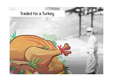 A story about a baseball player who was traded for turkey.