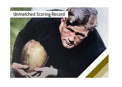 Ernie Nevers scored an unprecedented 40 points in a single NFL game, setting an individual scoring record that still stands today.