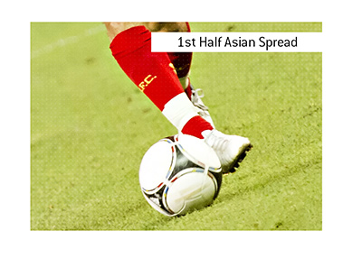 Liverpool FC player is dribbling the ball.  The betting term 1st Half Asian Spread is explained.  What is it?