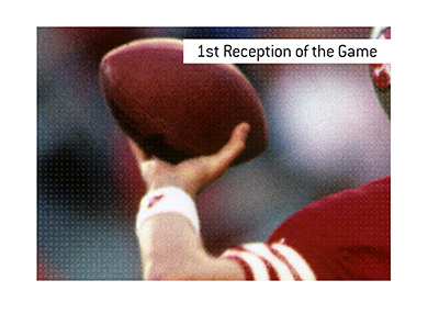 The term 1st Reception of the Game when it comes to American football is defined and explained.  Example is provided.  So, what does it mean?