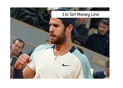 Karen Khachanov in action.  The meaning of the betting term 1st Set Money Line is explained.