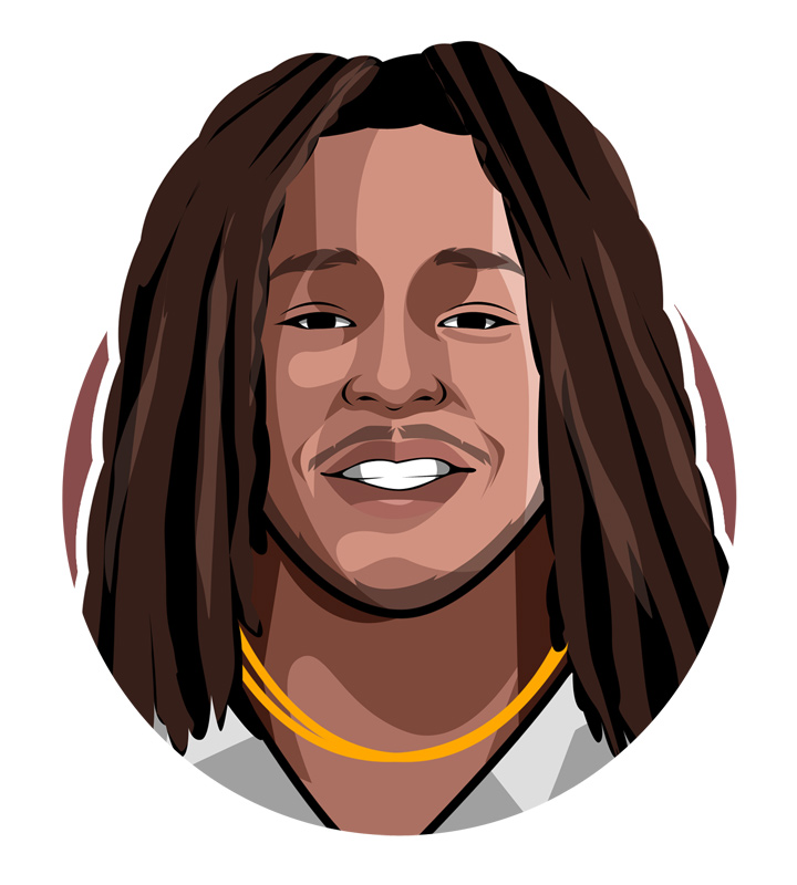 Profile drawing of Alvin Kamara, the football player.  Illustration.  Art.