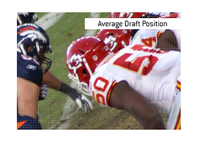 The meaning of the fantasy football term Average Draft Position, or ADP is explained.  In photo:  Kansas City Chiefs are facing the Denver Broncos