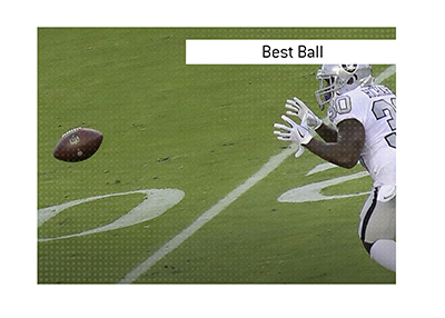 The meaning of the fantasy football term Best Ball is explained.  In photo:  NFL player about to catch a ball.