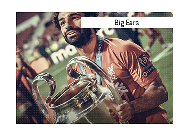 The Big Ears trophy, or the UEFA Champions League trophy is one of the biggest prizes in club football.  In photo:  Mohamed Salah of Liverpool FC holding the trophy.