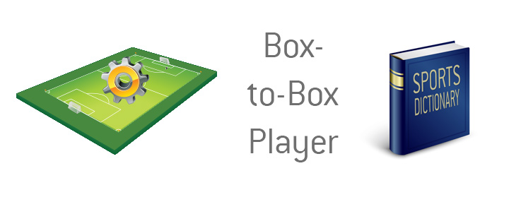 The illustration and dictionary entry for a box-to-box player in the game of football.