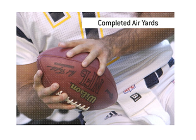 The meaning of the betting term Completed Air Yards is discussed, when it comes to the sport of American football.  What is it?  In photo:  A San Diego Chargers quarterback is about to launch the ball.