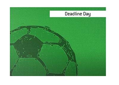 The meaning of the term Deadline Day is explained and the sport of soccer is referenced as an example.  Illustration.