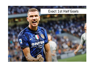 Edin Dzeko of Inter Milan celebrates a gaol.  The meaning of the Exact 1st Half Goals bet is explained.