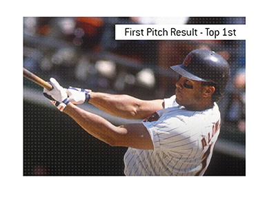 The King explains the meaning of the baseball betting term First Pitch Result - Top 1st.  In photo: San Diego Padres star second baseman Roberto Alomar.