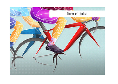 One of the most famous bicycle races in the world takes place in Italy.  Giro dItalia.  Illustration.