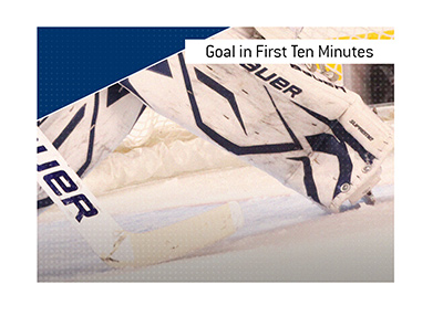 What type of a hockey bet is Goal in First Ten Minutes.  The King explains.  In photo:  Hockey goalie in front of the net.