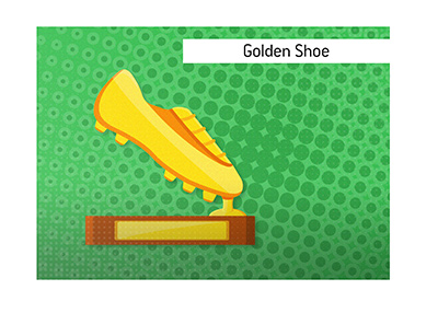 Illustration of the European Golden Shoe trophy.  Who is this award given to each year?