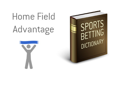 The definition of the term Home Field Advantage when it comes to sports and betting.  What is the meaning?  Illustration of a home team fan.