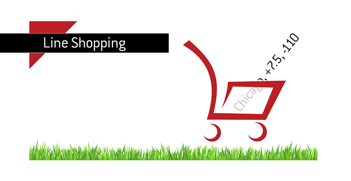 The illustration of line shopping - Humorous - Cart with a betting line inside it.