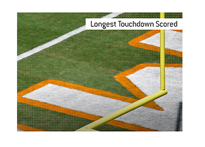 The Longest Touchdown Scored betting term meaning is explained.  In photo:  Miami Dolphins endzone.