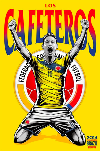 Colombia football national team - Los Cafeteros - James Rodriguez - ESPN Poster