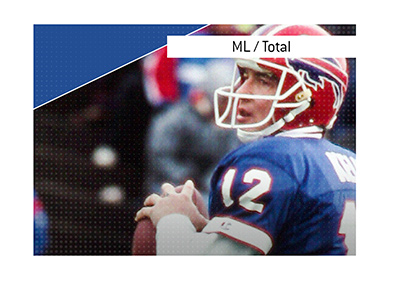 The meaning of the term ML / Total, also known as the Moneyline / Total, is explained.  Example provided.  In photo: Buffalo Bills quarterback of the past.