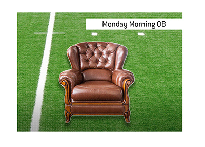 Monday Morning Quarterback meaning.  What is it?  The King explains and provides examples.  In photo:  An armchair on the field.