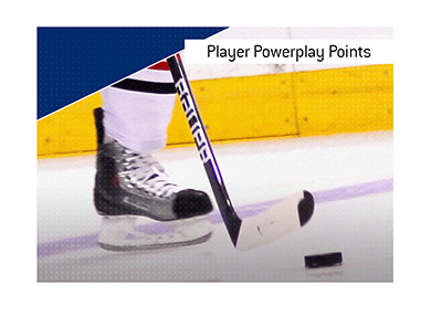 The meaning and example of the betting term Player Powerplay Points is explained.  In photo: Chicago Blackhawks player with the puck.