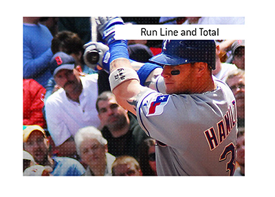 A texas ranger player just hit the ball with his bat.  The meaning of Run Line and Total explained.