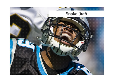 What is the Snake Draft when it comes to American Football?  The King explains.  In photo:  Extatic player celebrating a touchdown.
