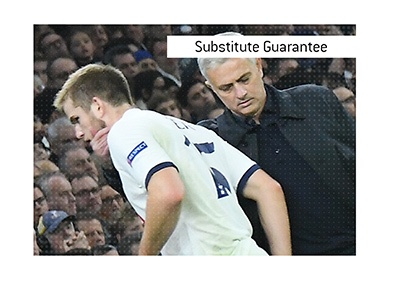 The meaning of the Euro football term Soccer Substitute Guarantee is explained.  In photo:  Jose Mourinho substituting a Tottenham Hotspur player Eric Dier.