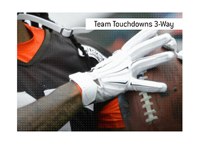In photo:  Cleveland Browns player with the ball.  The meaning of the term Team Touchdowns 3-Way is explained.