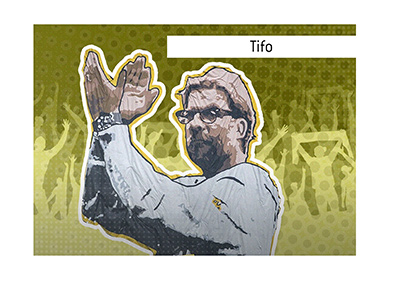 Pictured is the famous Borussia Dortmund tifo of their at the time departing manager Jurgen Klopp.