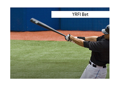A Toronto Blue Jays hitter makes contact with the ball.  The meaning of the term YRFI Bet is explained.