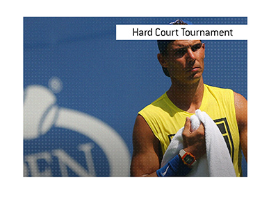 The US Open is a hard court tournament and is one of the most prestigious tennis events.  In photo:  Raphael Nadal.