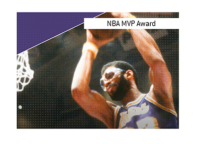 In photo:  Kareem Abdul Jabbar doing the hook shot.  NBA MVP Award history, winners and current favourites.  Bet on it!
