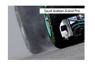 A closeup of Hamilton Mercedes tires - Saudi Arabian Grand Pirx - Bet on it!