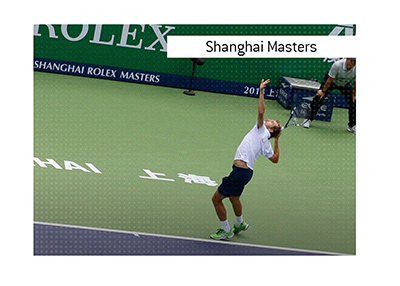 The Shanghai Masters tennis tournament - Action shot of a player serving the ball.  Bet on it!