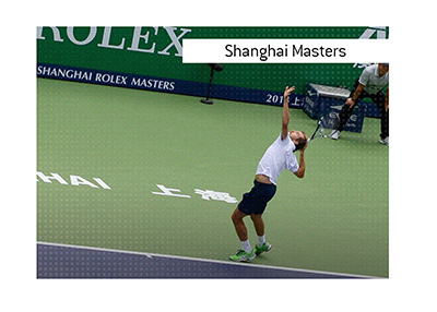The Shanghai Masters tennis tournament - Action shot of a player serving the ball. Bet on it!