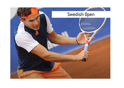 The Swedish Open tennis tournament, also known as ATP Bastad and The Nordea Open is played on clay courts. In photo: Dominic Thiem returning a serve.