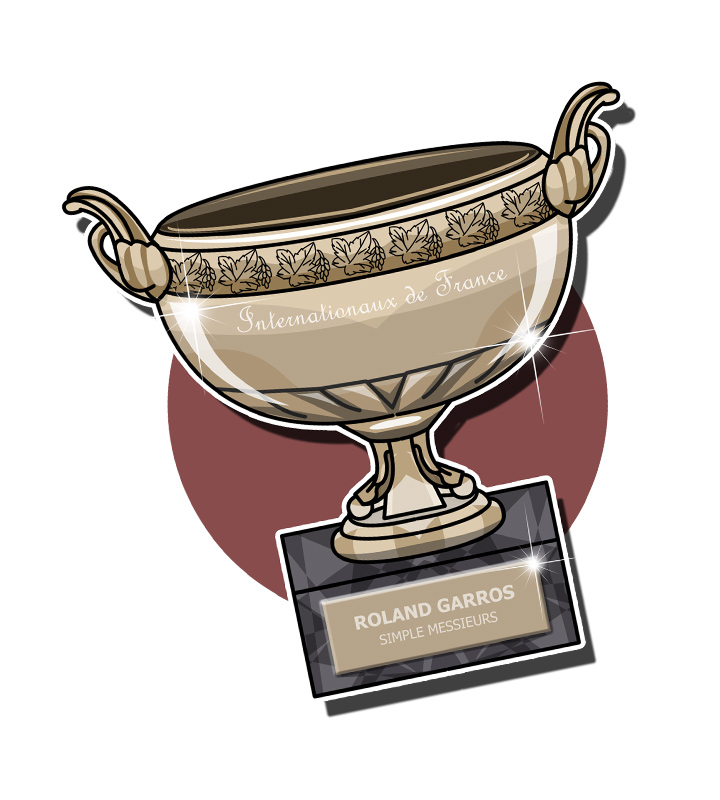 The prestigeous Coupe des Mousquetaires trophy, awarded to the winner of the Goland Garros tennis tournament.  Illustration.  Tennis art.  Drawing.